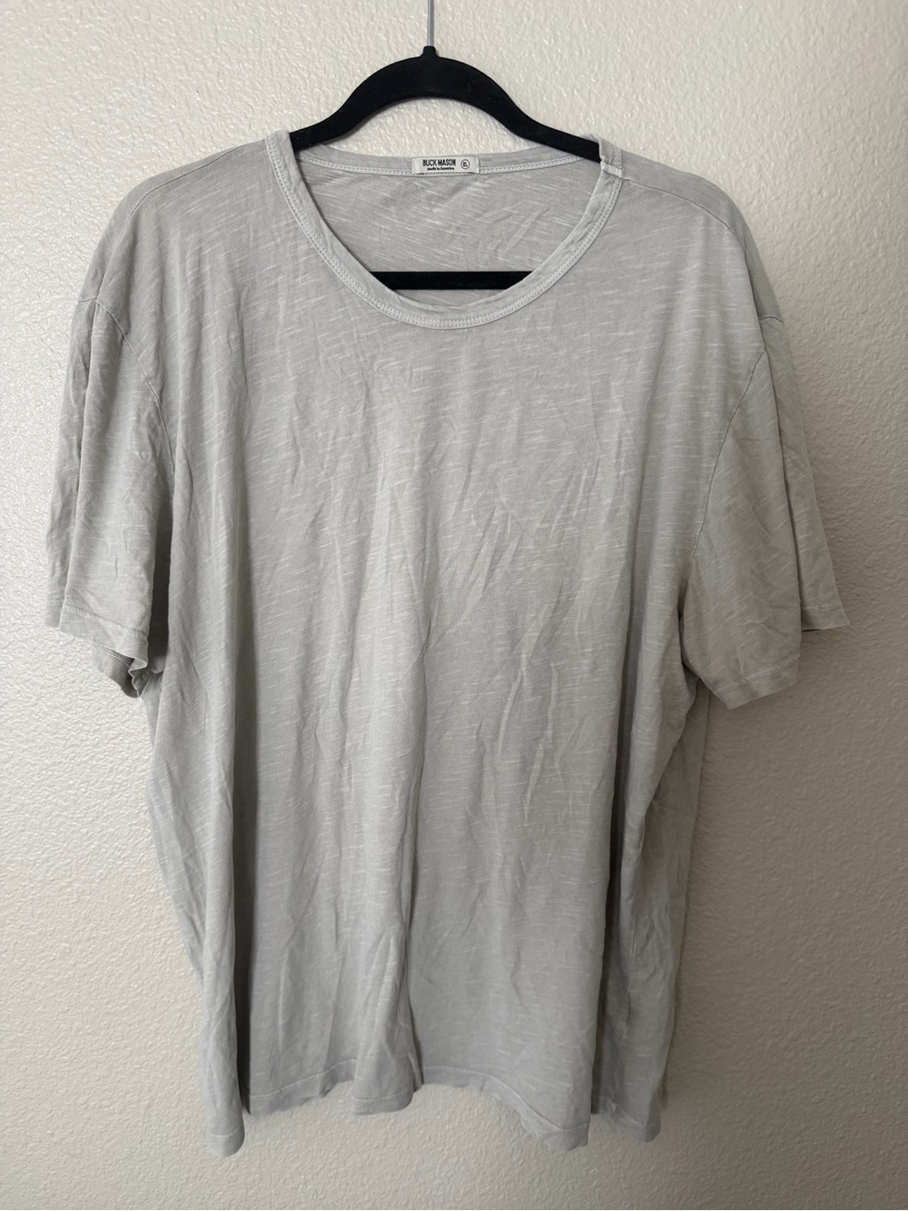 Buck Mason Light Sage Gray Short Sleeve Relaxed Crew Tee Made in USA Cotton XL